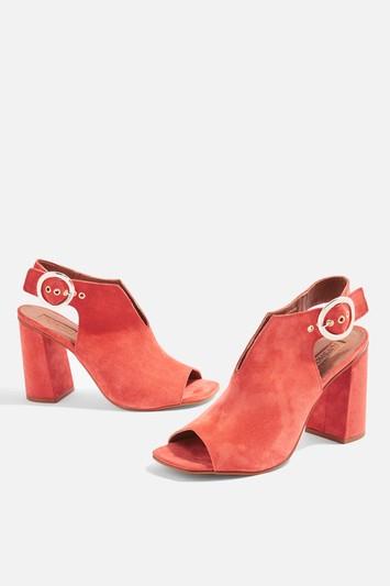 Topshop *wide Fit Orange Niki Suede Sandals