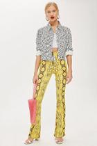 Topshop Snake Effect Flare Trousers