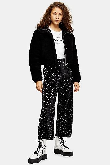 Topshop Petite Black And White Spot Trousers