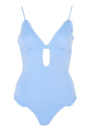 Topshop Frill Plunge Neck Swimsuit