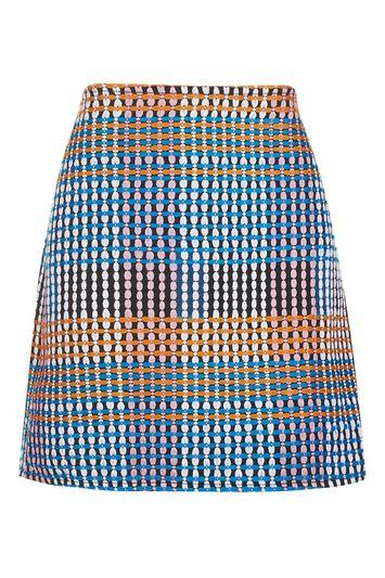 Topshop Woven Craft A-line Mini Skirt