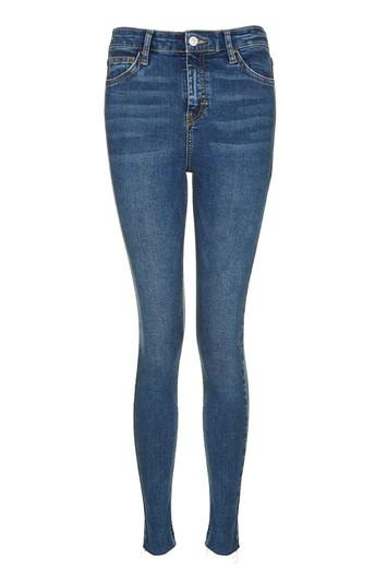 Topshop Moto Rich Indigo Raw Hem Jamie Jeans