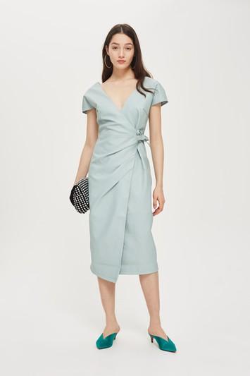 Topshop Pu Midi Length Wrap Dress