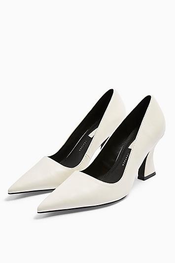 Topshop Golden White Flared Heel Shoes