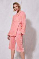 Topshop *pink Velvet Wrap Blazer By Boutique