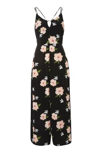 Topshop Strappy Floral Jumpsuit