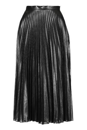 Topshop Tall Metallic Pleat Midi Skirt