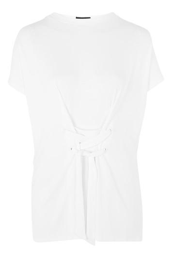 Topshop Ribbed Tie Tunic T-shirt