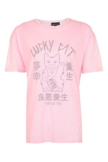 Topshop Lucky Cat Destroyed T-shirt