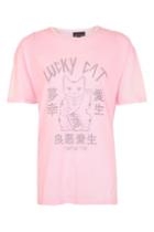 Topshop Lucky Cat Destroyed T-shirt