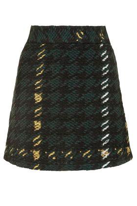 Topshop Petite High-waisted Check A-line Skirt