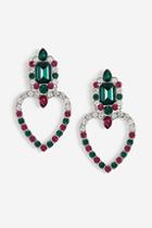 Topshop *pink And Emerald Stone Heart Earrings