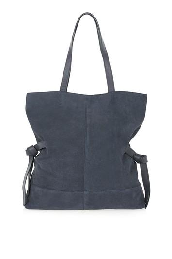 Topshop Thos Leather Blue Shoppper Bag