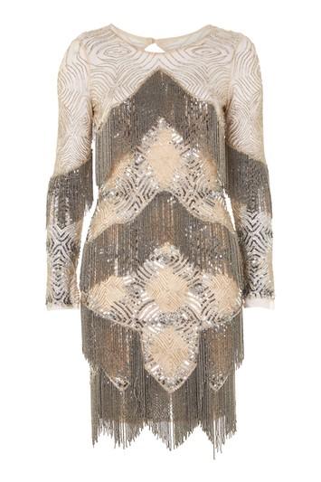 Topshop Fringe Embellished Shift Dress