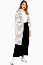 Topshop Stripe Duster Jacket With Linen