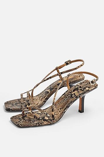 Topshop Strippy Snake Heeled Sandals