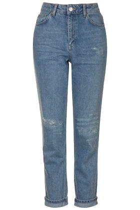 Topshop Moto Blue Ripped Mom Jeans