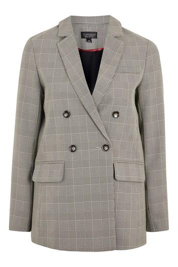 Topshop Double Breasted Checked Blazer