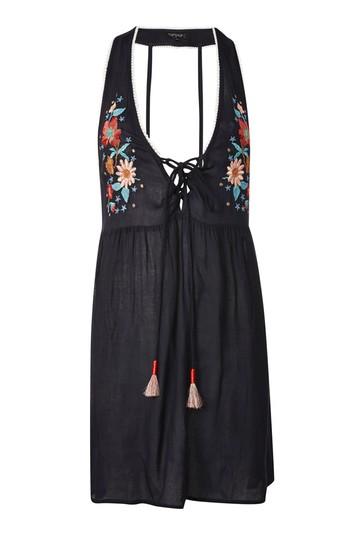 Topshop Embroidered Mini Beach Dress