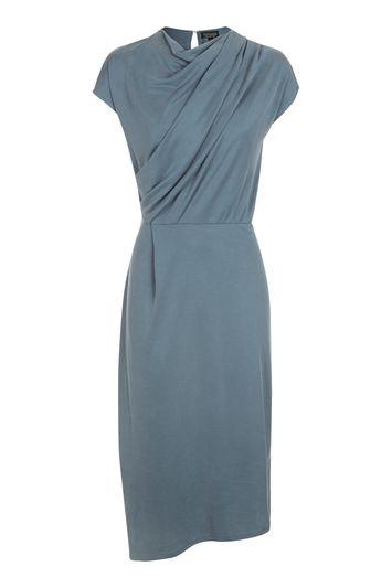 Topshop Drape Belted Midi Dress