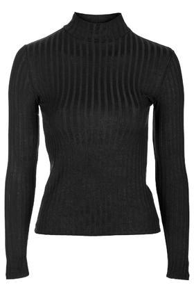 Topshop Petite Wide Ribbed Roll Neck Top