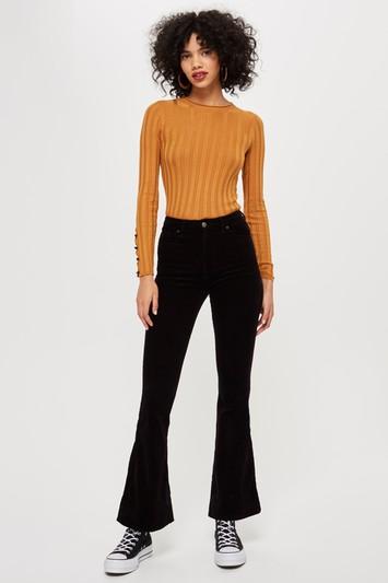 Topshop Black Corduroy Jamie Flares