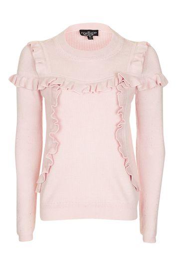 Topshop Tall Ruffle Yoke Jumper