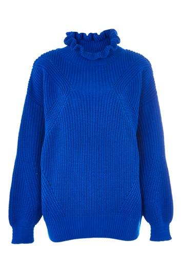 Topshop Frill Neck Long Line Jumper