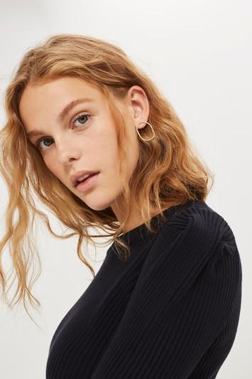 Topshop Puff Sleeve Rib Sweater