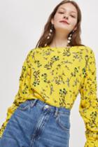 Topshop Floral Ruched Top By Norr