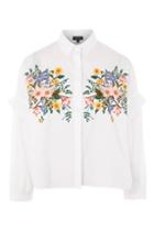 Topshop Petite Floral Embroidered Shirt