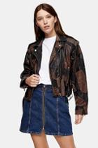 Topshop Considered Recycled Leather Black Patch Jacket