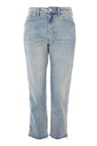 Topshop Petite Raw Hem Popper Cropped Jeans