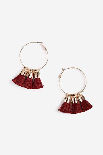 Topshop Bud Tassel Drop Hoop Earrings