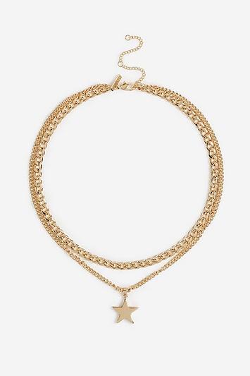 Topshop *star Charm Gold Multirow Necklace