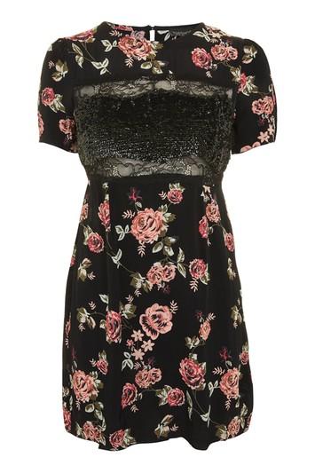 Topshop Petite Sequin Inset Dress