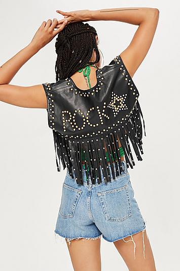 Topshop Rock Fringe Waistcoat