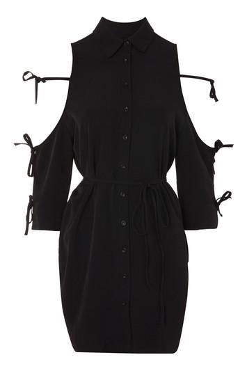 Topshop Tie Shoulder Shirt Dress