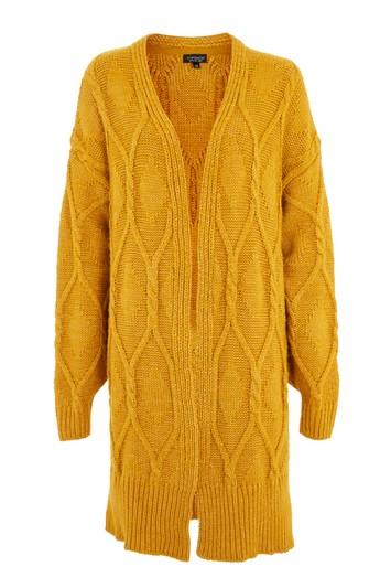 Topshop Longline Cable Knit Cardigan