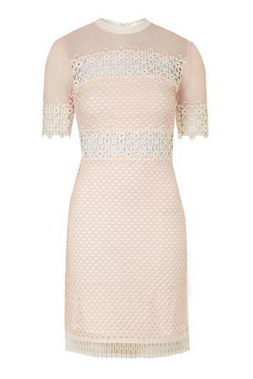 Topshop Tall Geo Mesh A-line Dress