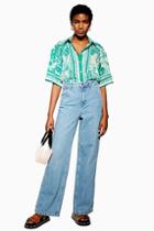 Topshop Mid Blue Utility Wide Leg Jeans