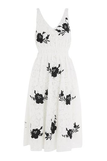Topshop Embroidered Midi Prom Dress