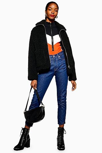 Topshop Tall Borg Zip Up Jacket