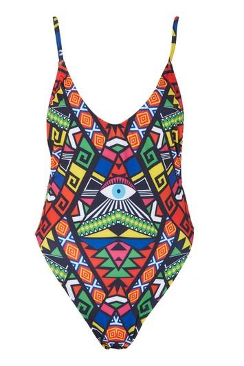 Topshop *festival Rasta Eye Cami Swimsuit By Jaded London