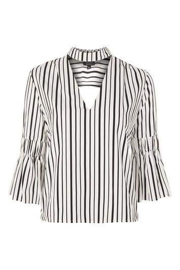 Topshop Stripe Choker Open Back Top