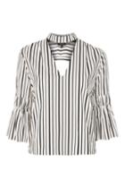 Topshop Stripe Choker Open Back Top