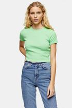 Topshop Green Short Sleeve Scallop T-shirt