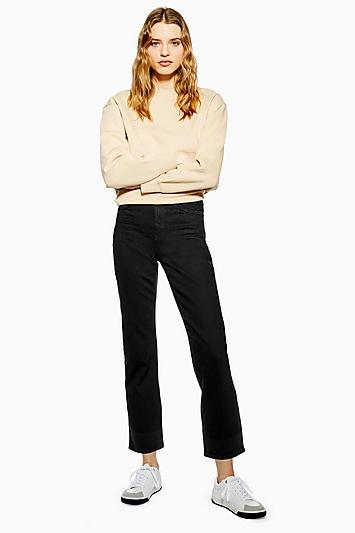 Topshop Clean Black Straight Jeans