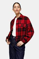 *red Check Ovoid Jacket By Topshop Boutique