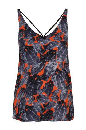 Topshop Palm Print Double Strap V-front Cami